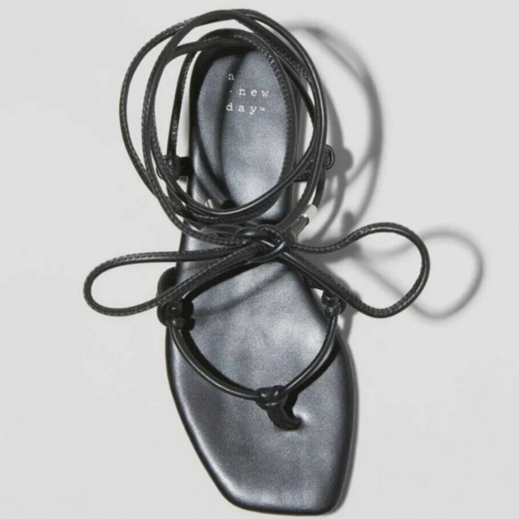 A new day Melrose Black Lace Up Sandals - Picture 3 of 7